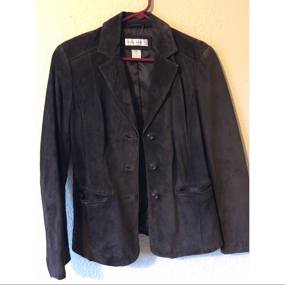 Women’s Black Genuine Leather Button Up Jacket Size 8